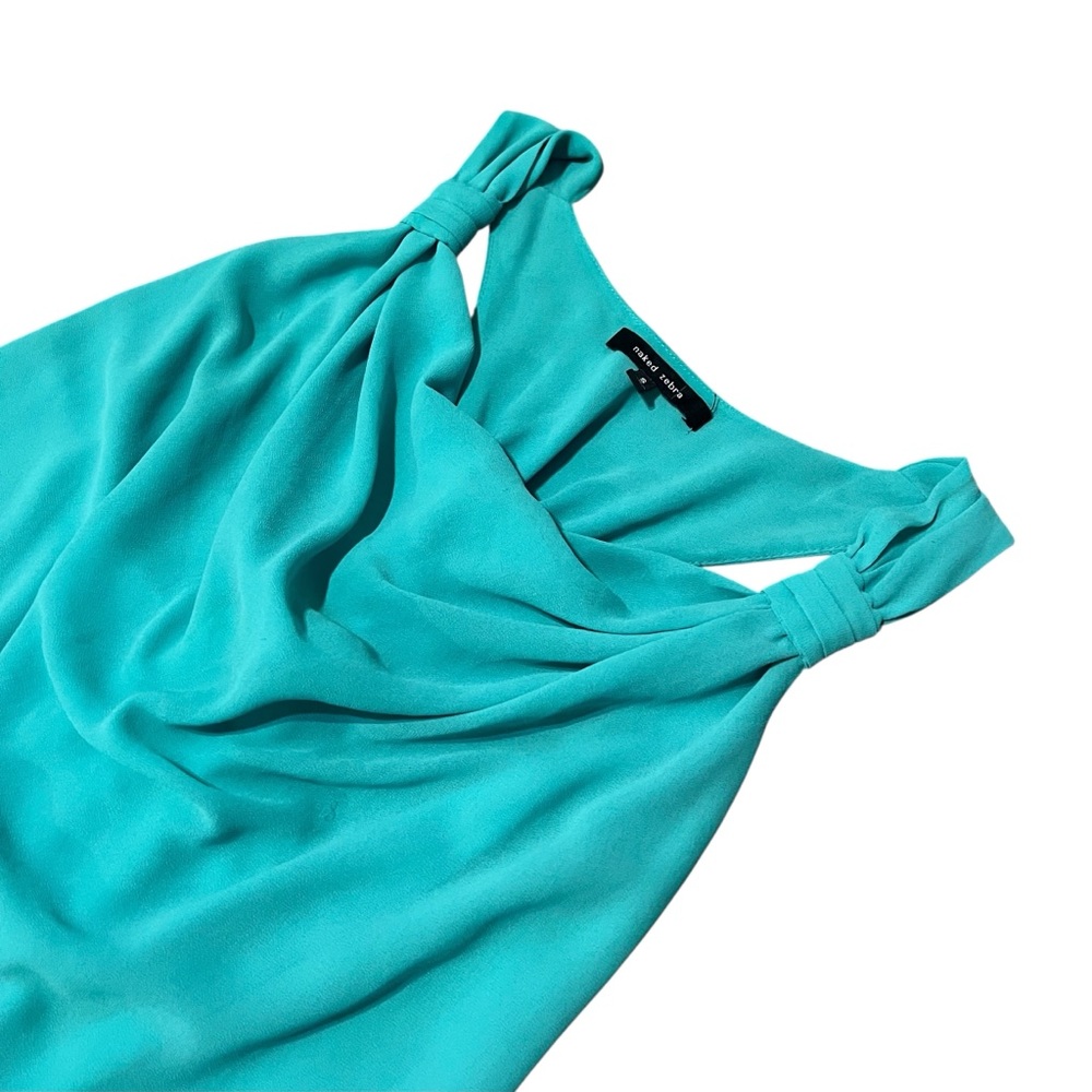 Naked Zebra Layered Teal Blue Green Draped Scoop Neck Tank Top Size Small - Picture 8 of 8